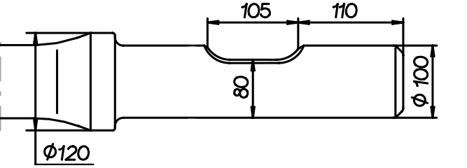 Breitmeissel (quer) 940 mm für Krupp HM 600 / 601