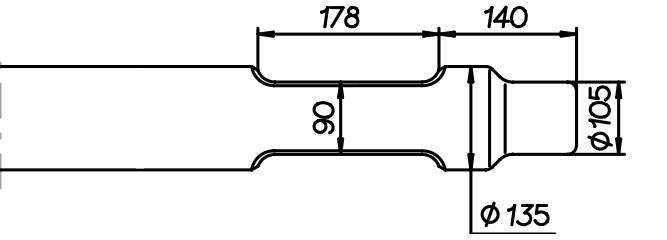 Flachmeissel (quer) 1100 mm für Krupp HM 800