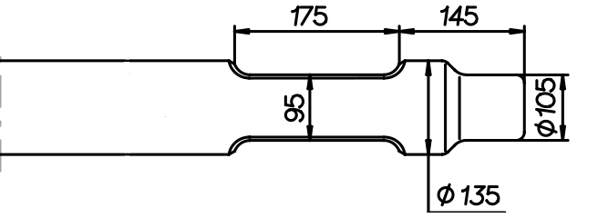Flachmeissel (quer) 1100 mm für Krupp HM 900 / 901 / 902 / 904