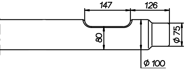Breitmeissel (quer) 950 mm für Krupp HM 550 / 551 / 553 / 555 / 560 / 560 CS / 560 V