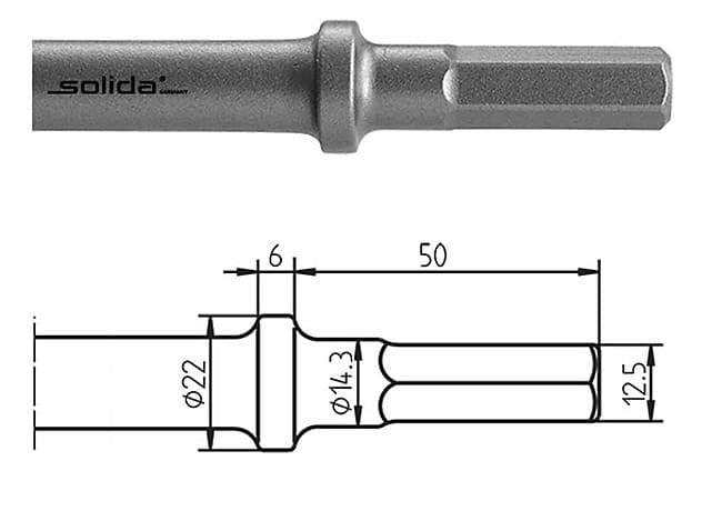 12,4 / 15 x 55 mm Flachmeißel 20 x 190 mm