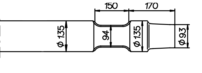 Flachmeissel (quer) 1200 mm für Furukawa F 20 / F 22 / Kent KF 22