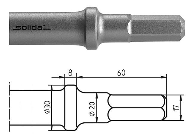 17 / 20 x 60 mm Breitmeißel 60 x 200 mm