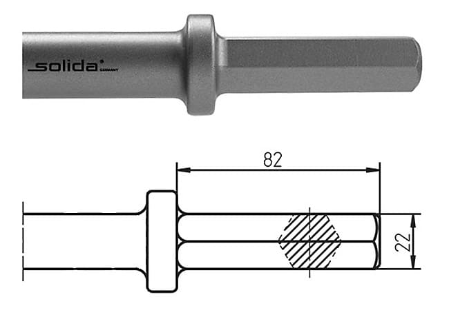 22 x 82 mm Rammglocke Ø 60 x 30 x 290 mm