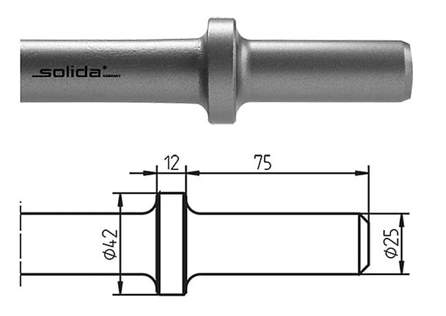 25 x 75 mm rund Flachmeißel 25 x 400 mm