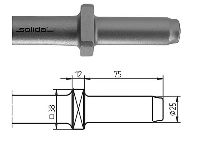 25 x 75 mm 4-kt. Rammglocke Ø 60 x 30 x 290 mm