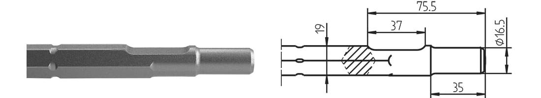 6-kt. Ø 16,5 x 35 / 19 mm Breitmeissel 50 x 300 mm