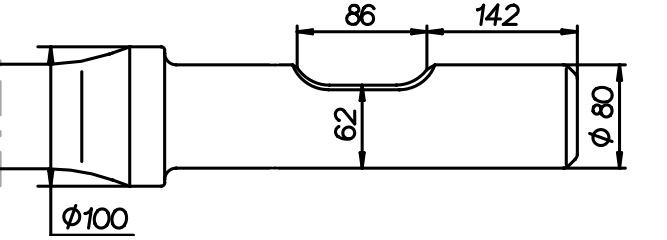 Breitmeissel (quer) 880 mm für Krupp HM 200
