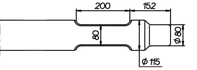 Flachmeissel (quer) 1100 mm für Krupp HM 700 / 701 / 702 / 703 / 705 / 706