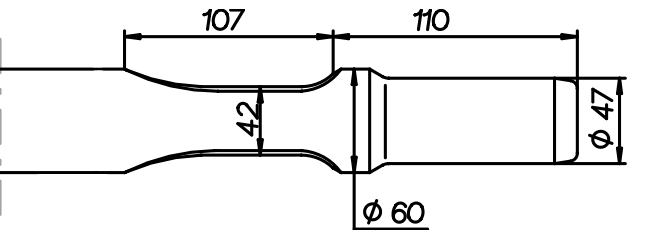 Asphaltspaten (parallel) 520 mm für Montabert BRH 75 / 76 / 90 / 91
