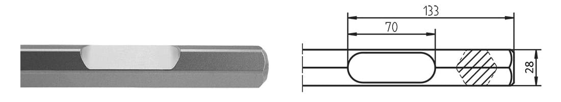 6-kt. 28 mm mit Nute Flachmeissel 32 x 400 mm