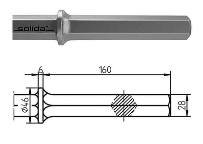 28 x 160 mm geschmiedete Platte inkl. Adapter 200 x 200 x 260 mm