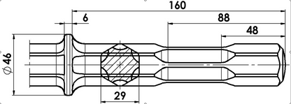 TE-H (Hilti HEX 28) mit Bund und 6 Nuten Spitzmeissel 400 mm