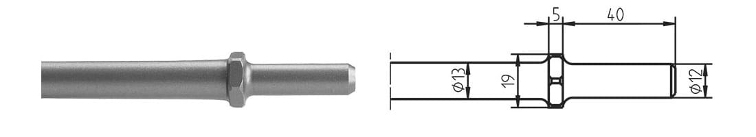 Ø 12 x 40 mm Breitmeissel gebogen 50 x 190 mm