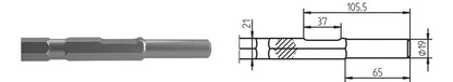 6-kt. Ø 19 x 65 / 21 mm Flachmeissel 24 x 600 mm