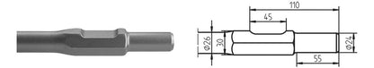 6-kt. Ø 24 x 55 / 30 mm Breitmeissel HM 1400 75 x 400 mm